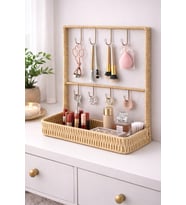Rattan Çok Amaçlı Askılı Dekoratif Organizer, Şık Raf Tasarımı