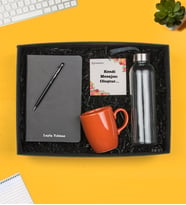 Kişiye Özel Defter Kalem, Cam Matara, Fincan Hediye Seti