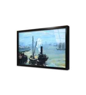 Tugboat And Lıghter Çerçeveli Cam Tablo
