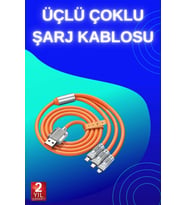 3 İn 1 Süper Hızlı Şarj Kablosu Android ve İOS Uyumlu Silikon Şarj Kablosu
