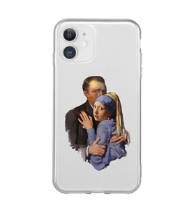 Iphone 11 Uyumlu Van Gogh & İnci Küpeli Kız Tasarımlı Şeffaf Telefon Kılıfı