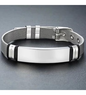 Tamamı Saf Çelik Silver Kemer Kordonlu Sade Şık Çelik Bileklik 23 cm