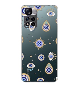 PrintiFy Xiaomi Redmi Note 11 Pro Plus 5G ile Uyumlu Nazar Boncuğu 5  Kamera Korumalı Şeffaf  Kılıf