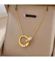 Taşlı Gold paslanmaz kolye Sns202877