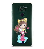 Xiaomi Redmi Note 9 Soft Premier Kapak Vespagirl Tasarımlı Silikon Kılıf - Yeşil (Şeffaf)