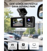 Full HD 3'lü Araç Kamerası Geri Görüş Destekli Park Modlu 1080P DVR