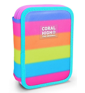 Coral High İki Katlı Organizer Kalemlik - Pembe Turuncu Renk Geçişli, Kız Çocuk/Kadın, Pembe Turuncu Renk Geçişli (Çok Renkli)