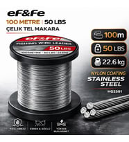 Effe HG2501 Çelik Tel Makara 100m 50Lbs 22.6kg Nylon Coating Stainless Steel