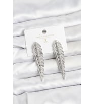 Pirinç Gümüş Renk Balık Sırtı Model Zirkon Taşlı Kadın Küpe - TJ-BKP11517 TG-V 12312