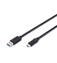 USB Tip C Bağlantı Kablosu, USB Tip C Erkek (USB 3.1/3.0/2.0) - USB Tip A Erkek (USB 3.0/2.0),  1 metre, AWG 24/28, 2x zırhlı, UL, nikel kaplama, siyah renk, Super Speed