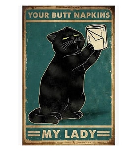 Popo Peçeteniz Leydim Kara Kedi Poster Tablo Ahşap Poster Dekoratif