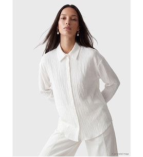 LCW EVERYDAY Beyaz Dokulu Oversize Kadın Gömlek