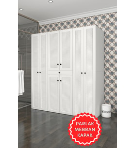 Kenzlife membran çamaşır-kurutma makinesi dolabı ve giysi dolabı suyuti sağ byzbyz 180*170*60 mebran kapak suntalam gövde banyo (Beyaz-Gri)