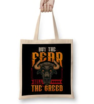 Buy The Fear Sell The Greed Trading Investing Bull Bez Çanta Uzun Saplı