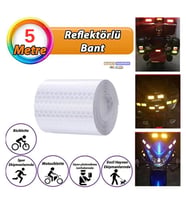 Reflektörlü Reflektif Fosforlu Şerit Bant Petekli Reflekte İkaz Bandı 5 cm x 5 Metre Beyaz