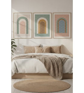 Geometrik Arches 3’lü Ahşap Çerçeveli Tablo Seti