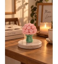Mumelia Gül Buket - Doğal Soya Hediyelik Mum - Pembe - 15 Adet