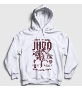 Presmono Unisex Beyaz Kano Jigoro Ufc Mma Judo Kapüşonlu Sweatshirt 503020tt
