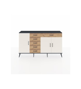 Arges Konsol 3 Raflı 6 Çekmeceli 3 Kapaklı 176x30x99 Antrasit-Aytaşı/Çam