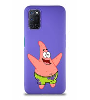 Oppo A72 Soft Premier Kapak Patrick Yıldız Tasarımlı Silikon Kılıf - Mor (Şeffaf)