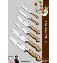 Lazbisa Hand Craft Mutfak Bıçak Seti Et Ekmek Sebze Bıçağı 6 Lı Set Günlük Kullanım ( Mtf-038 )