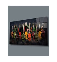 Miyrem Glasses Collection -A1^#  Baharat ve Kaşıklar Uv Baskılı Cam Tablo (Çok Renkli)