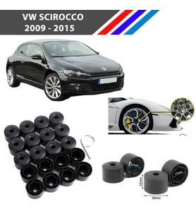 Otozet - VW Scirocco Bijon Civata Kapağı Siyah Renk 20 Adetli Set 17mm 1K06011739B9