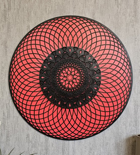 LeradLazerArt  Torus Kutsal Geometri Duvar tablo. Çok Katmanlı Ahşap Torus tablo (Kırmızı)