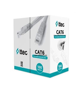 Ttec KBL-CAT6-23CCA/IN100G 100 Metre İç Mekan Cat6 Kablo PVC İç Ortam Cat6 Kablo 100 Metre Gri