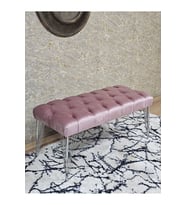 Krom Tel Ayaklı 90 cm Puf Bench - Puf - Bench - Kasalı Oturak - Oturak - Yatak Ucu Puf Pembe Renk 90 x 40 Boyut/Ebat (Çok Renkli)