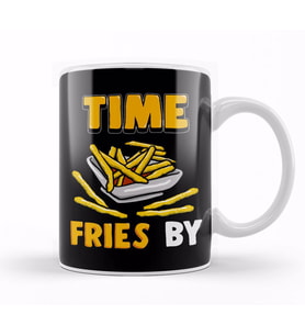 Cute Time Fries By Funny French Fry Food Pun Kupa Bardak Porselen