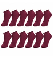 Erkek Pamuklu Patik Çorap 12'li 39-44 Dikişsiz Burun, Koku Karşıtı, Nefes Alan Sneaker — Bordo, 39-44
