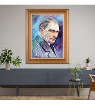 Altın Paspartulu Atatürk  Çerçeveli Tablo C164 (Gold)
