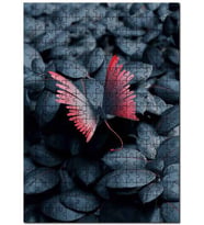 Cakapuzzle Koyu Yeşil Yaprak Üzerinde Kırmızı Kelebek Puzzle Yapboz MDF (Ahşap) (120 Parça)