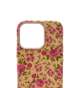 iPhone 16 Pro 6.3" Doğal Mantar Dokulu Magsafe Kılıf Pembe Floral