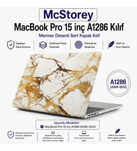 Macbook Pro Kılıf 15 inç Marble A1286 (Eski Ethernet Girişli Model 2008-2012) ile Uyumlu Marble 03
