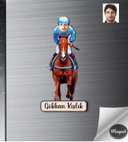 Kişiye Özel Jokey Erkek Ahşap Magnet -1