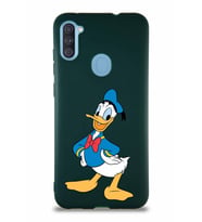 Samsung Galaxy A11 Soft Premier Kapak Donald Duck-C Tasarımlı Silikon Kılıf - Yeşil (Şeffaf)
