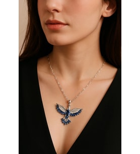 Kartal Kolye 925 Ayar Gümüş Mavi Taşlı Güç & Özgürlüğün Simgesi shwmvi001, 45 x 55
