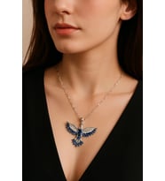 Kartal Kolye 925 Ayar Gümüş Mavi Taşlı Güç & Özgürlüğün Simgesi shwmvi001, 45 x 55