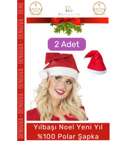 Özel Üretim Yıkanabilir Ucu Ponponlu Çocuk Yetişkin Yılbaşı Noel Baba %100 Polar Şapka 2 Adet