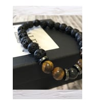 Erkek - Elegant > Padore Kaplan Gözü Ve Lav Doğal Taşlı Şık Bileklik  Handmade