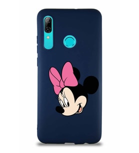 Huawei P Smart 2019 Soft Premier Kapak Minnie Mouse-B Tasarımlı Silikon Kılıf - Lacivert (Şeffaf)