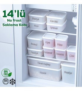 Porsima Etiketli 14 lü Çok Amaçlı -20°C Derin Dondurucu Gıda Erzak Saklama Kabı Seti