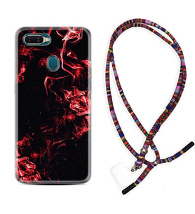 Oppo A5S A15 A16 A54 A55 A73 A74 Kılıf Boyun Asklı Rasta Silikon Red Smoke 1745