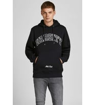 Jack & Jones Erkek Kolej Kapüşonlu Sweatshirt - 12207368 (Siyah)