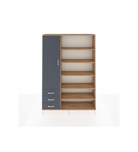 Arges Gardrop 9 Raflı 3 Çekmeceli 3 Kapaklı 132x30x195 Çam-Antrasit