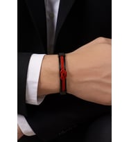 Kırmızı Hakiki Deri Erkek Bileklik  Mıknatıslı Metal Tokalı, Dikkat Çekici ve Modern Tasarım-1247
