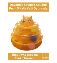 Özel Üretim Dayanıklı Kaymaz Kauçuk Pedli 3 Toplu Eğlenceli 3 Katlı Kedi Oyuncağı 19,5 cm x 24cm