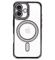 iPhone 16 Plus Kılıf Joke Simli Magneticsafe Kılıf - Siyah
